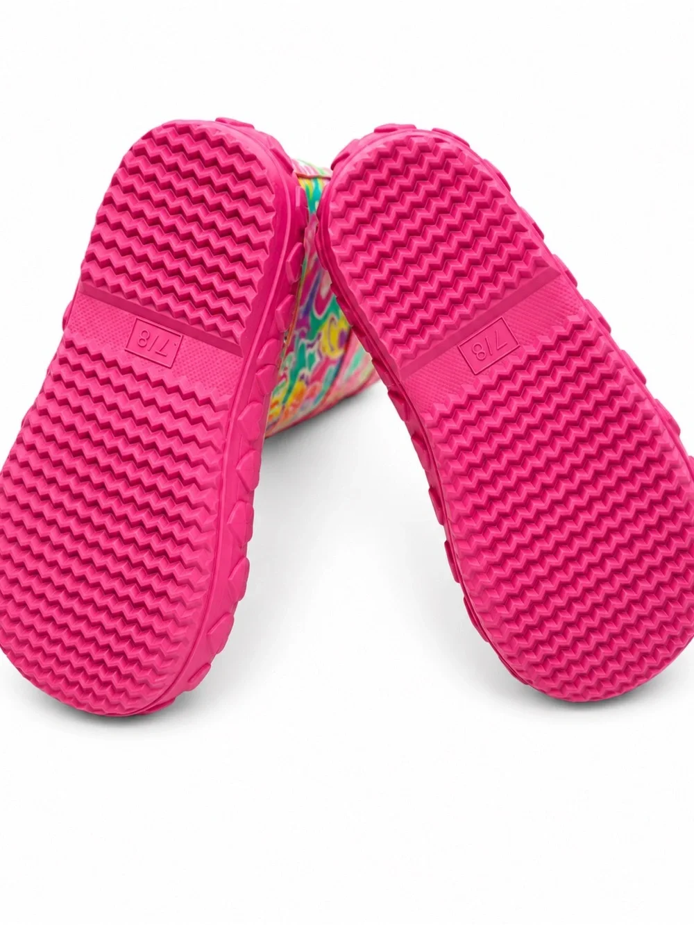 Western Chief Pink Multicolor Peace & Hearts Kids Rain Boots Size 7/8